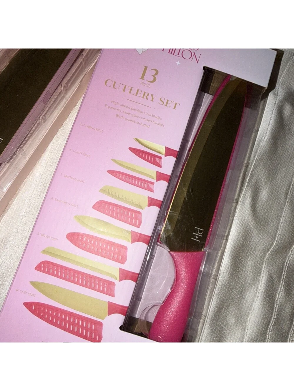 PARIS HILTON 13 PIECE CUTLERY SET PARIS HILTON KNIFE SET hot PINK & GOLD